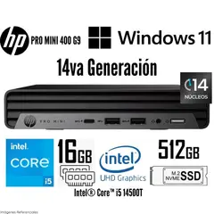 HP - PC Escritorio PRO MINI 400 G9 Intel Core i5 14500T 16GB RAM 512GB Win 11 Pro