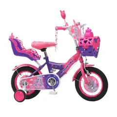 GENERICO - Bicicleta para Niños y Niñas Aro 12 Pulgadas con Canasta y Porta Muñecas a Pedales Aprendizaje