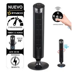 IMACO - Ventilador De Torre 50 Watts TF3645 Con Control Negro