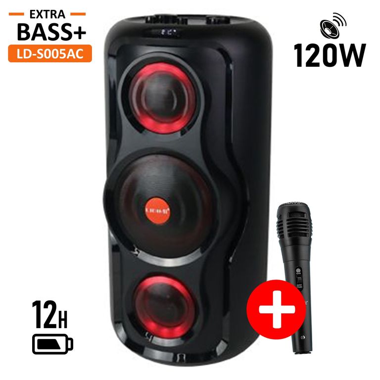 Parlante Extra Bass LD-S005AC 120W USB FM + Micrófono