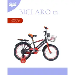 GENERICO - Bicicleta infaltil aro 12 para niño color orange