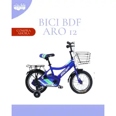 GENERICO - Bicicleta infaltil "BDF" aro 12 con canasta para niño color azul