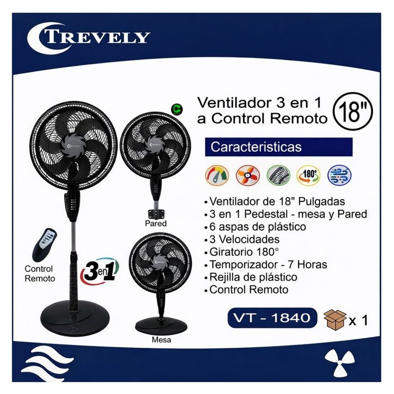 Ventilador 3 en 1 VT-1840 Con Control Remoto