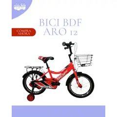 GENERICO - Bicicleta infaltil "BDF" aro 12 con canasta para niño color rojo
