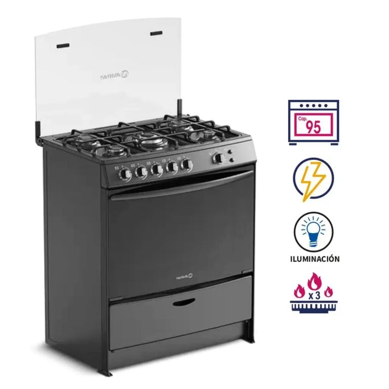 COCINA GENÉRICO 5 HORNILLAS NEGRO MOD AZALEA PLUS