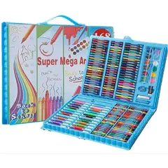 GENERICO - Set de Arte Set lápices de Colores Acuarelas 168 pzs - Celeste