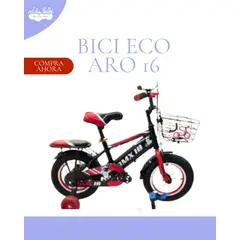 GENERICO - Bicicleta "ECO" para Niño Infantil Aro 16 - ROJO