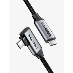 CABLETIME - Cable USB-C 3.2 2m 20Gbps Transferencia y Carga 90 grados CU24L - CT-C160-PU31-CMCML-AG2