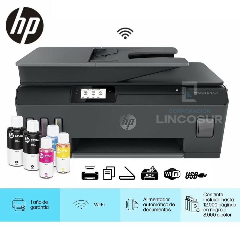 IMPRESORA MULTIFUNCIONAL SMART TANK 530 COLOR, WI-FI, SMART APP, ADF ALIMENTADOR AUTOMÁTICO