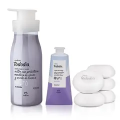 NATURA - KIT TODODIA ALGODON - CREMA CORPORAL + CREMA DE MANOS + 5 JABONES DE TOCADOR