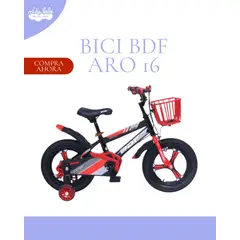 GENERICO - Bicicleta Para Niños Infantil BDF Aro 16 RED con canastilla
