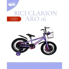 GENERICO - BICICLETA PARA NIÑA ARO 16 «CLARION» CON CANASTA LILA