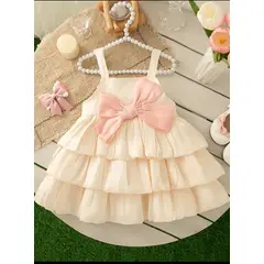 GENERICO - VESTIDO PRINCESA CON CAPAS Y LAZO NUDO MARIPOSA - EMMARI