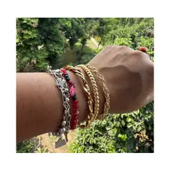 GENERICO - Brazalete Trios Espinoza Nirvagems Dorado Acero Inoxidable MOD1006