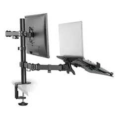 KLIP XTREME - Rack Soporte de Escritorio Articulado para monitor con Bandeja para laptop - Koreano - 13 a 32 Pulgadas
