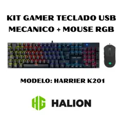 HALION - KIT GAMER TECLADO MECANICO + MOUSE RGB HARRIER K201 USB
