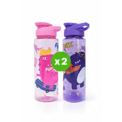 GENERICO - TOMATODO COLEGIO 750 ML NIÑAS DINOSAURIOS BOTELLA TAPA CON BOQUILLA 23 CM 2 UNIDADES