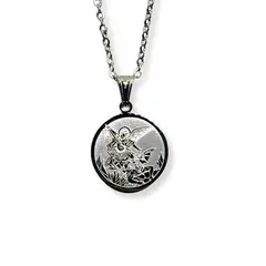 SANTORAL - Dije San Miguel Arcangel y Cadena - Acero