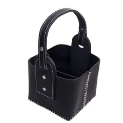 GENERICO - Canasta Matera de Cuero Argentino Negra para kit de mate