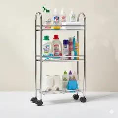 GENERICO - Carrito organizador multiusos de acero inoxidable