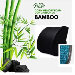 GENERICO - Cojín LUMBAR Viscoelástico Gel Carbón de Bambú AUTO OFICINA