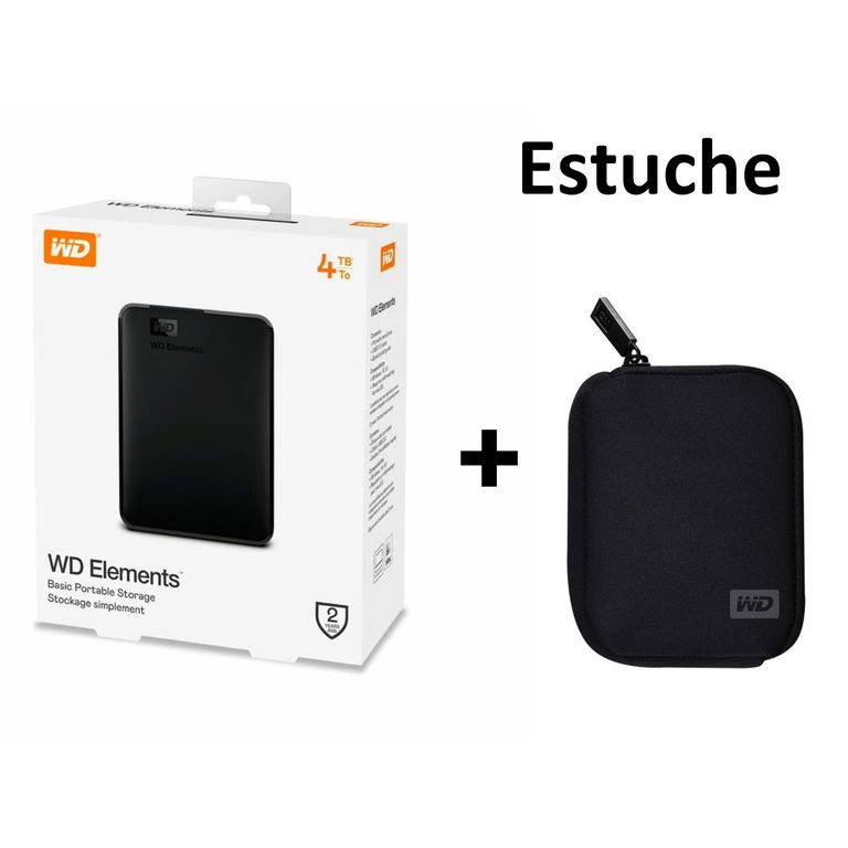 Disco Duro Externo 4 TB Elements + Estuche Funda wd