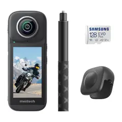 MENTECH - Cámara deportivas PanoX V3 Get-Set Bundle - Tarjeta de memoria de 128GB
