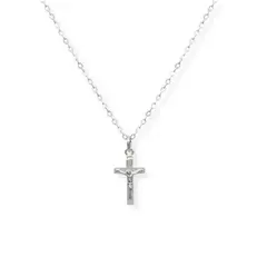 SANTORAL - Dije Cruz Cristo y Cadena - Plata