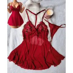 GENERICO - Set de Lencería rojo para mujer S - BABYDOLL