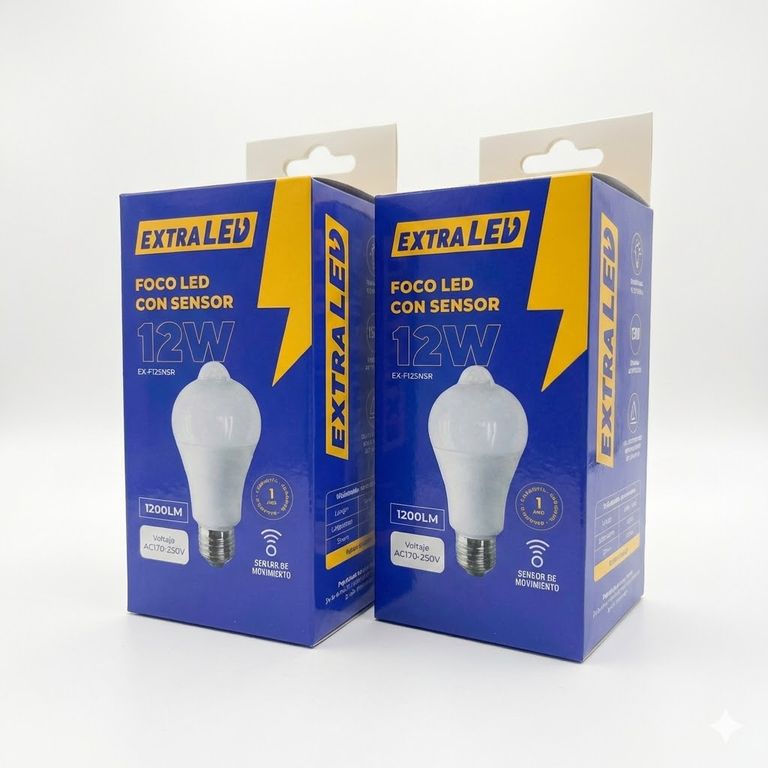 Pack x2 Foco LED Sensor de Movimiento PIR 12W E27