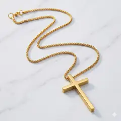 GENERICO - Collar Cadena Estilo Italiano con Cruz Fe Y Elegancia Exclusiva