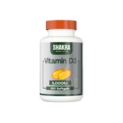 SHAKRA - Vitamina D3 5000 iu Colecalciferol 240 Cápsulas