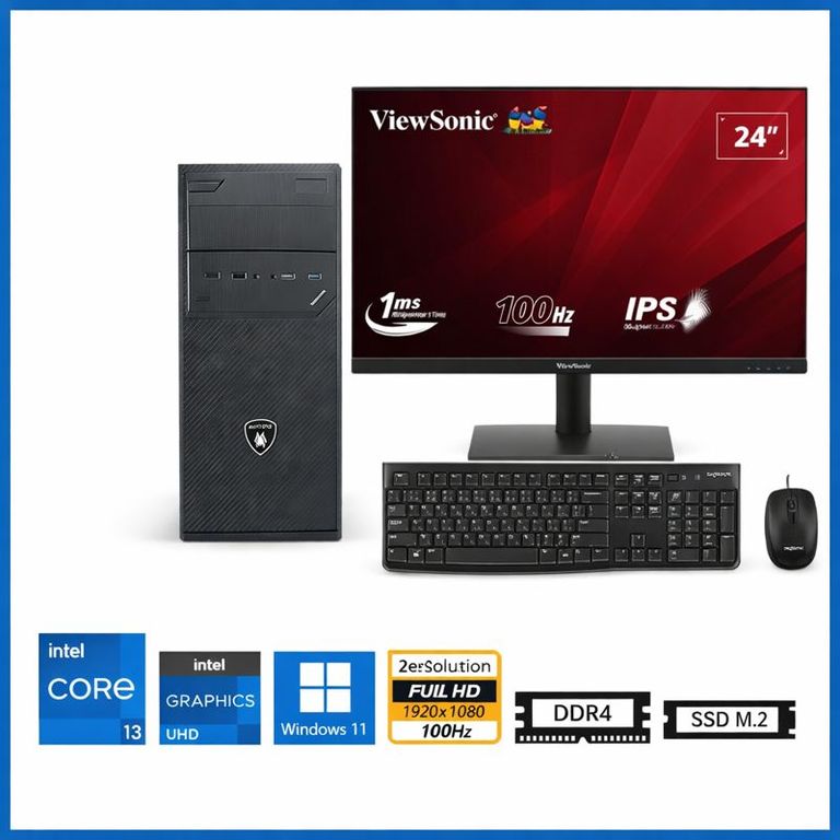 Computadora Enovu Core i3-12100 8GB 500GB SSD 24" UHD 730 Windows 11 Pro