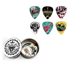 GENERICO - Set 6 Puas con Diseño para Guitarra con Caja Metalica 0.81mm