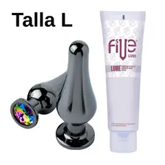 DR PINKY - Plug L Dilatador Anal Consolador Cono Rainbow + Lubricante Five 120ml