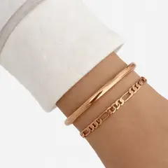 GENERICO - Puñera y pulsera en oro rosa - Bañado en oro 18 k