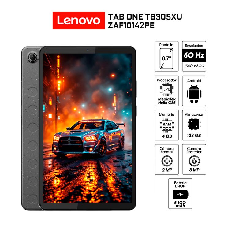 Tablet Tab One TB305XU LTE 4Gb Ram 128Gb eMMC Pantalla 87 Android14+folio case ZAF10142PE
