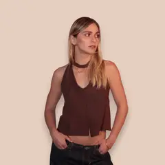 ANDROGYNE - Top Halter Marron