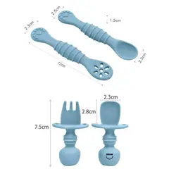 GENERICO - Set de 4 Piezas de Cucharas de Silicona para Bebés Azul