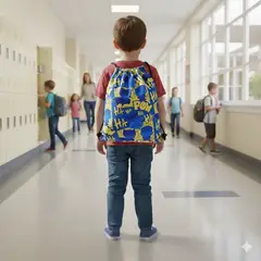 GENERICO - Bolsa de Aseo Escolar Impermeable de Superhéroe Azul y Amarillo