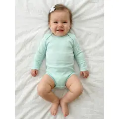 GENERICO - Body para Bebé en Algodón Pima - Manga Larga - Verde Menta