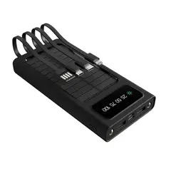 XTECH - Power Bank Solar Portátil 20000mAh Cargador con Panel Solar y Cables Integrados Carga Rapida Negro