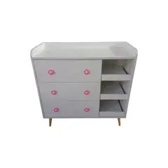 GENERICO - Cómoda blanca con cambiador y tiradores florales