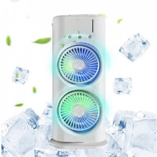 Ventilador Doble Aire Frio y Humidificador con Control Remoto con USB