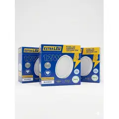 EXTRALED - Pack x3 Panel Led Adosable Circular 12w Luz Blanca 6500K De Policarbonato