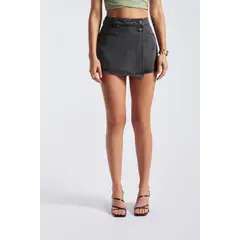 LUVARO - Falda Short Denim Cruzada