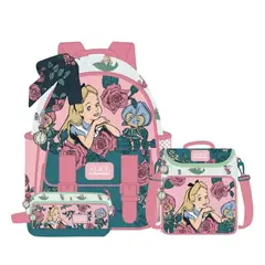 DISNEY CLASICOS - Set Escolar Nido Mini Mochila Lonchera Cartuchera Alicia en el Pais de las Maravillas