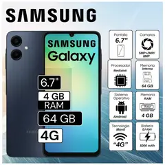 SAMSUNG - Celular Galaxy A06 4GB RAM 64GB 6.7" Pulg. - Negro