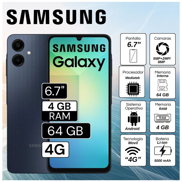 Celular Galaxy A06 4GB RAM 64GB 6.7" Pulg. - Negro