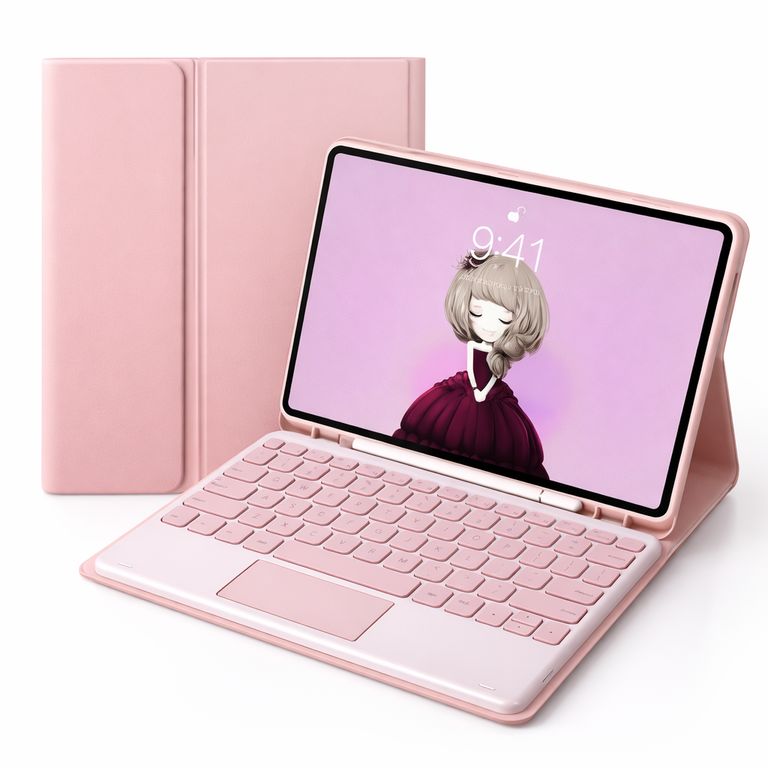 FUNDA CON TECLADO + TOUCHPAD SAMSUNG TAB A8 10.5 X200-X205 ROSA